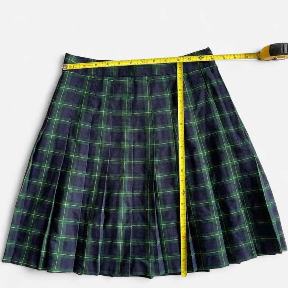 90s Y2K Vintage Joule Energy Blue Green Tartan Plaid Pleated Schoolgirl Skirt - Picture 5 of 6